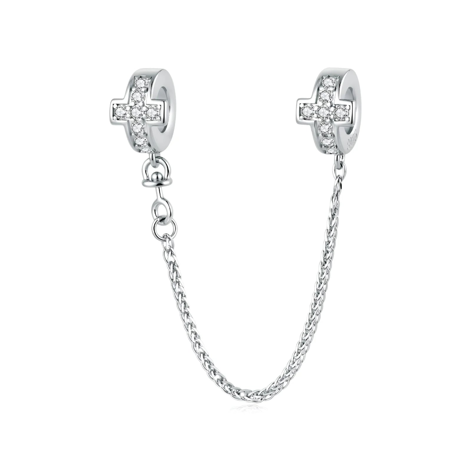 Sparkling Cross Faith Safety Chain | CZ