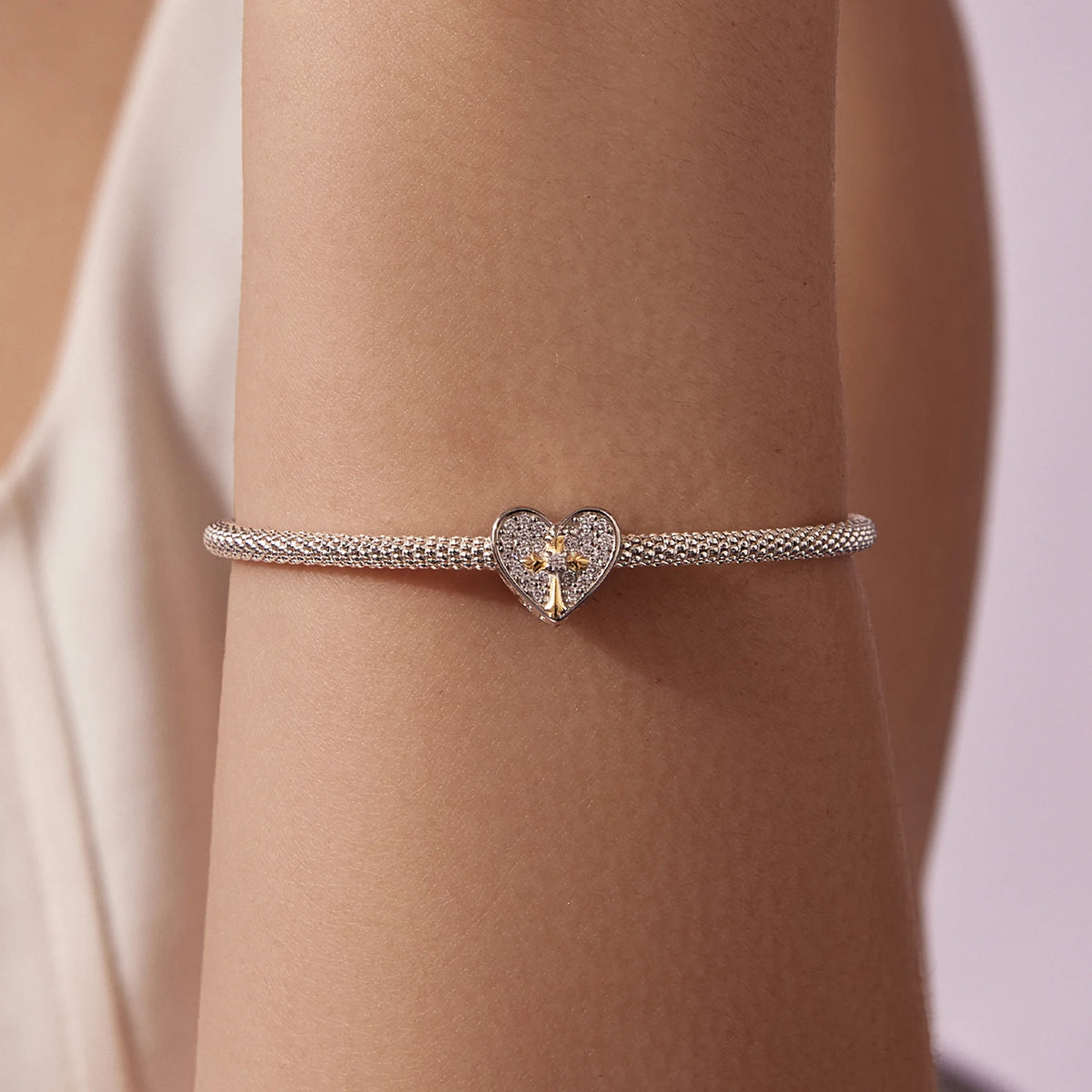 Sparkling Heart & Cross Charm | GP CZ