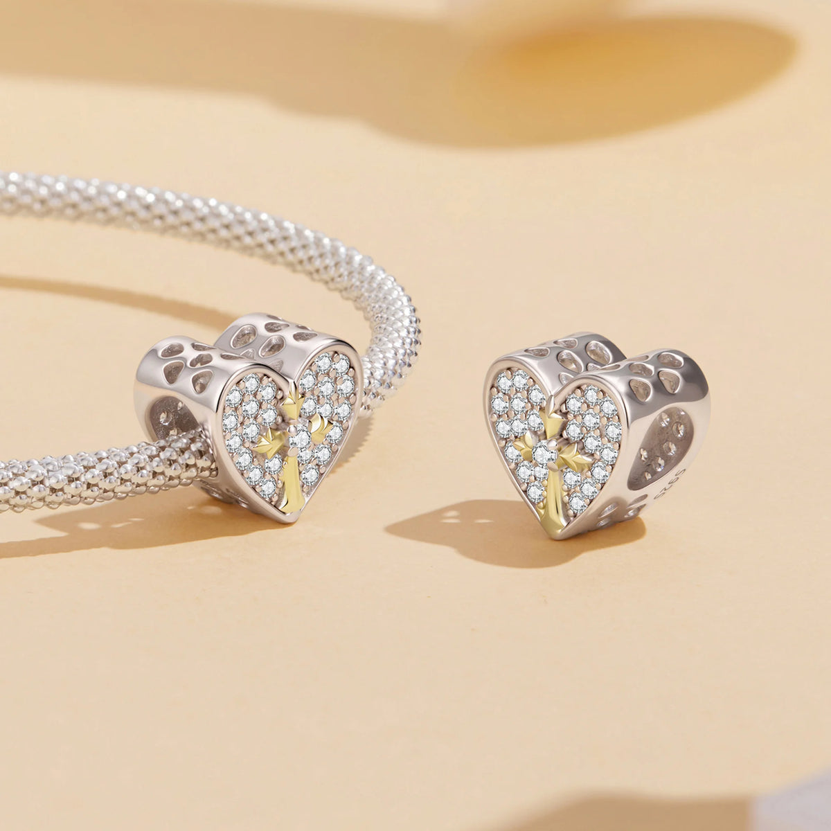 Sparkling Heart & Cross Charm | GP CZ