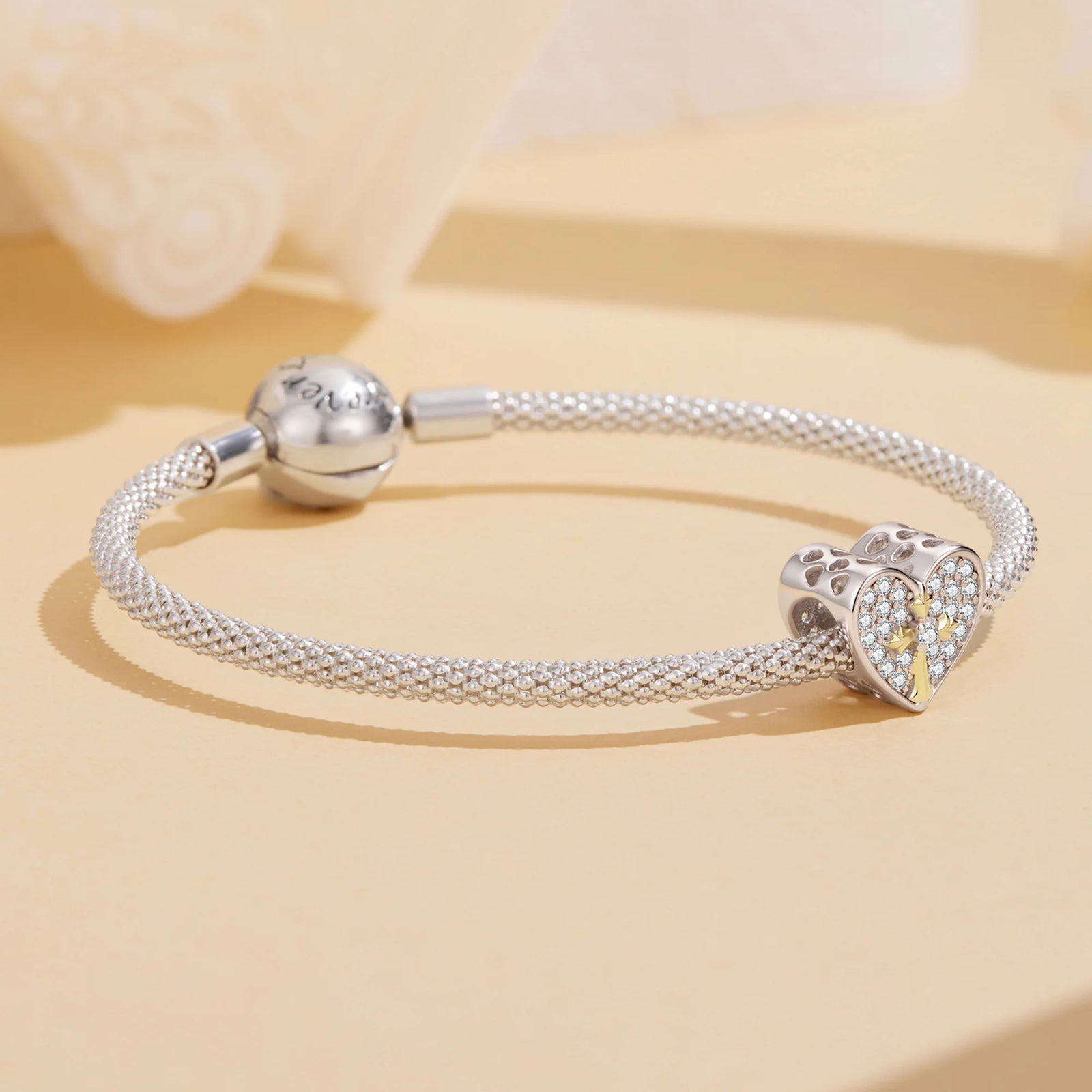 Sparkling Heart & Cross Charm | GP CZ