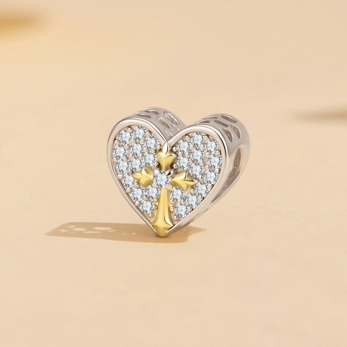 Sparkling Heart & Cross Charm | GP CZ
