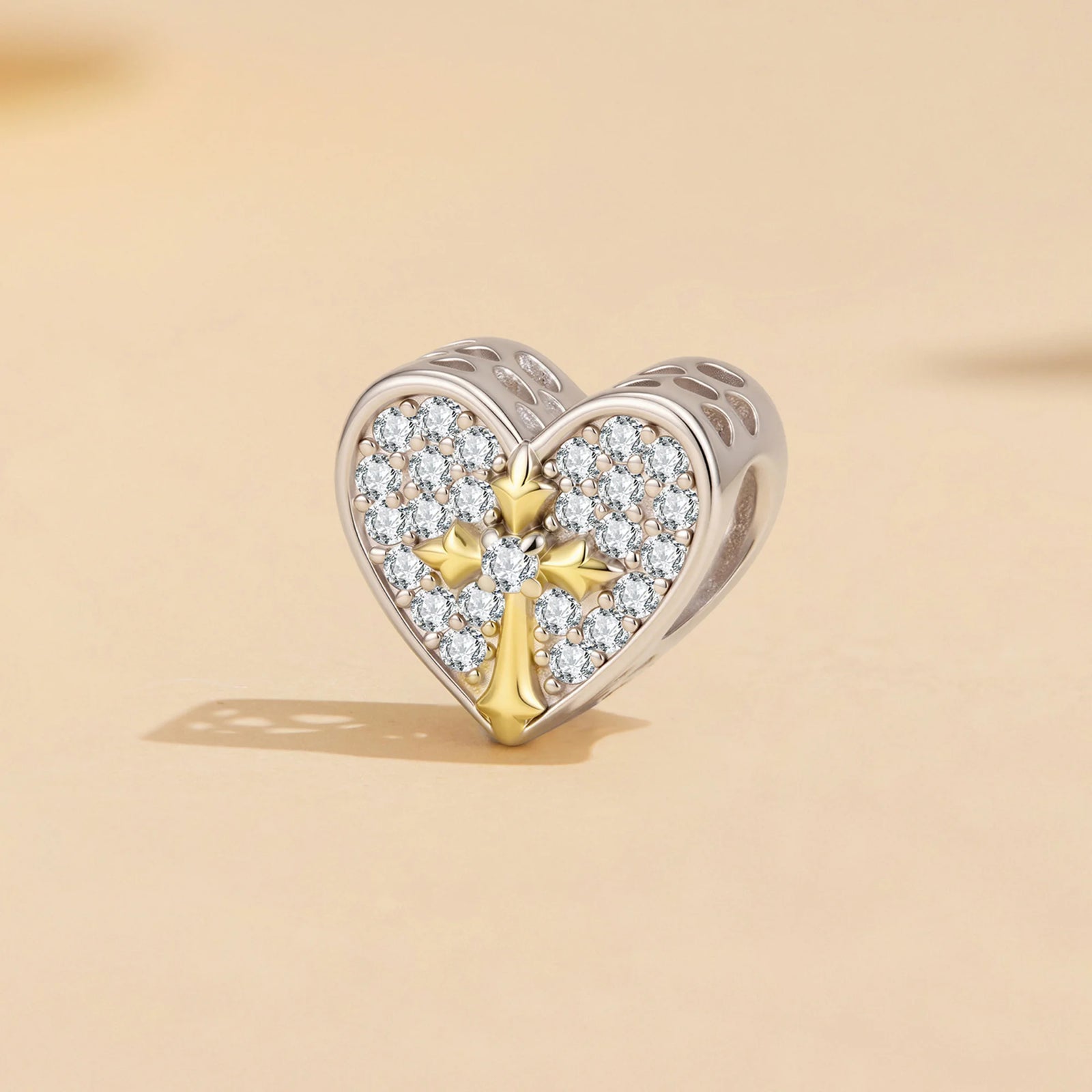 Sparkling Heart & Cross Charm | GP CZ