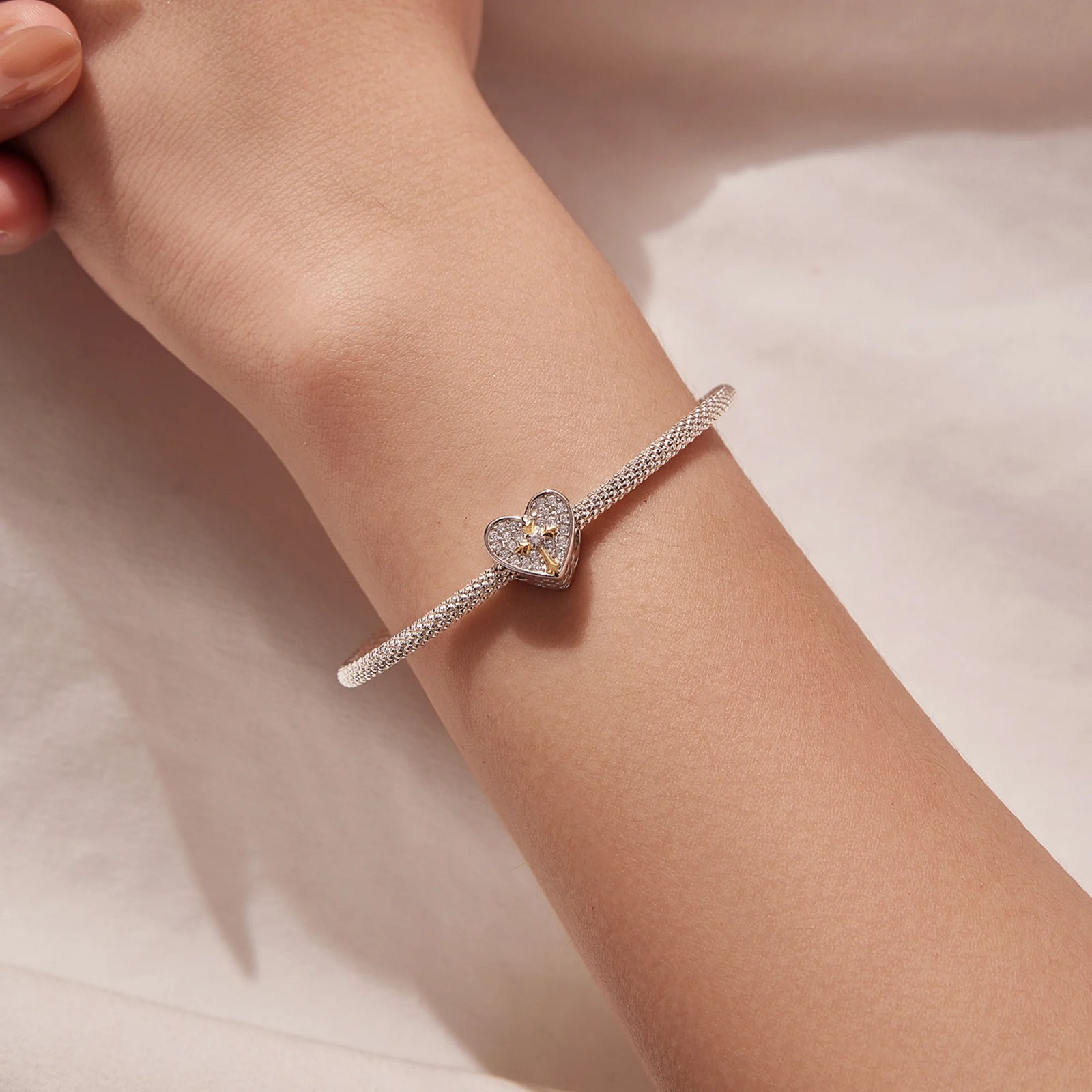 Sparkling Heart & Cross Charm | GP CZ