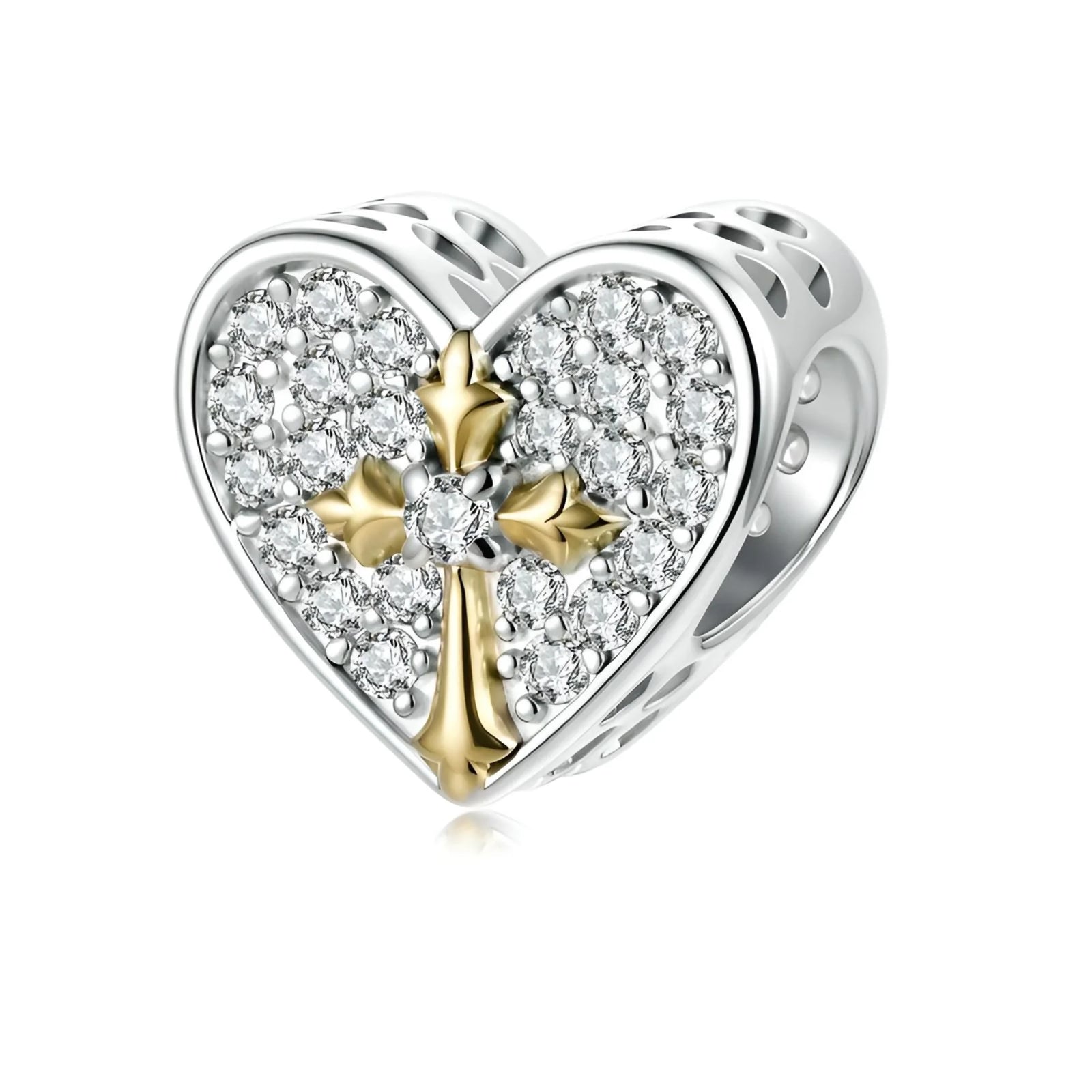 Sparkling Heart & Cross Charm | GP CZ