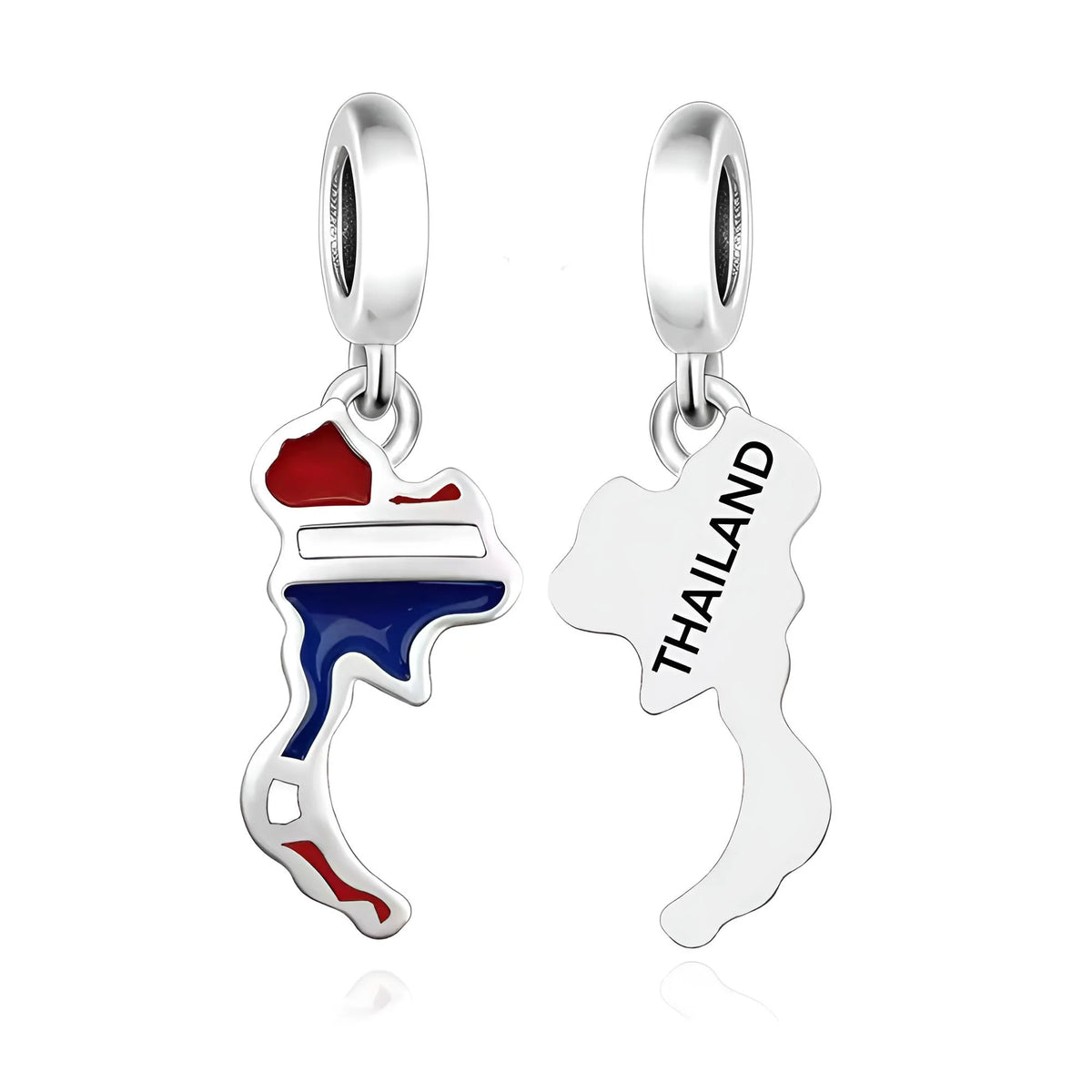 Thailand with red and blue details on a white background.
