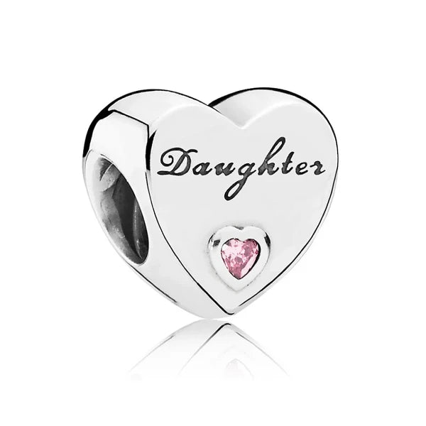 &quot;Daughter&quot; Engraved Heart Charm | CZ