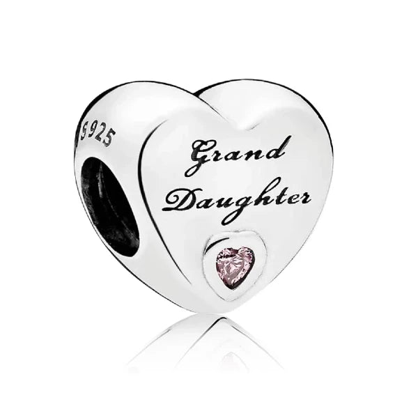 &quot;Granddaughter&quot; Engraved Heart Charm | CZ