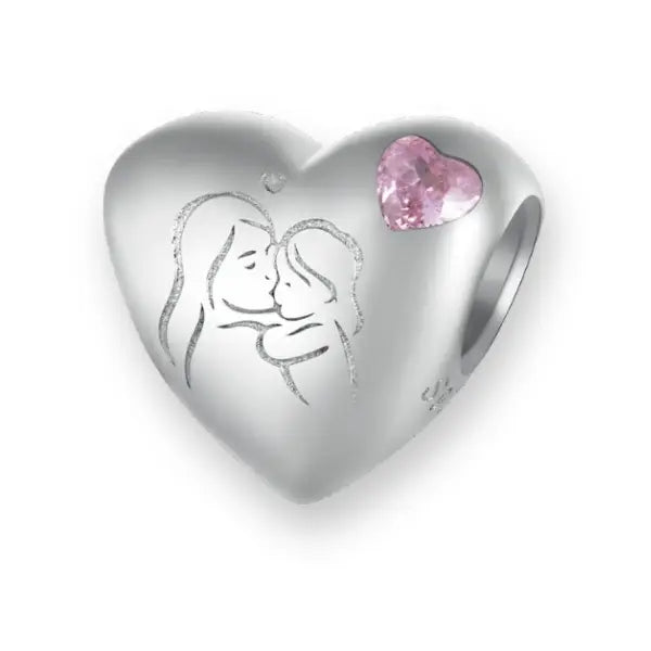 Mother & Daughter Heart Charm | CZ