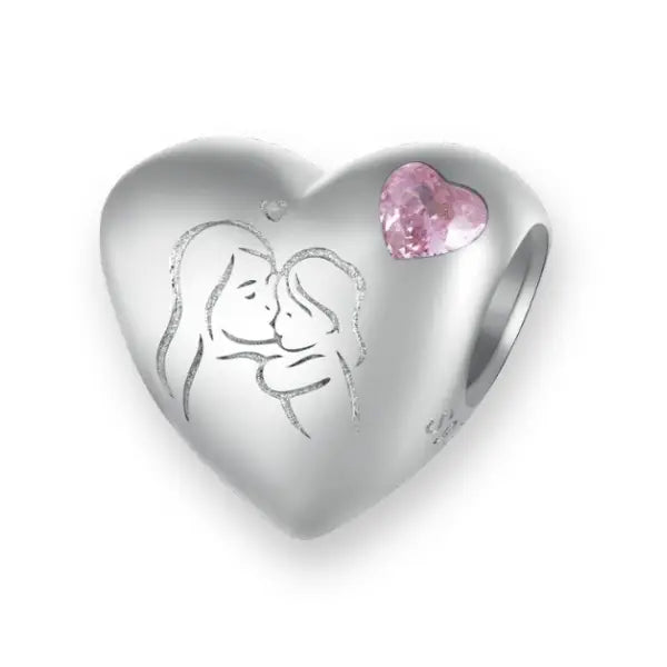 Mother &amp; Daughter Heart Charm | CZ