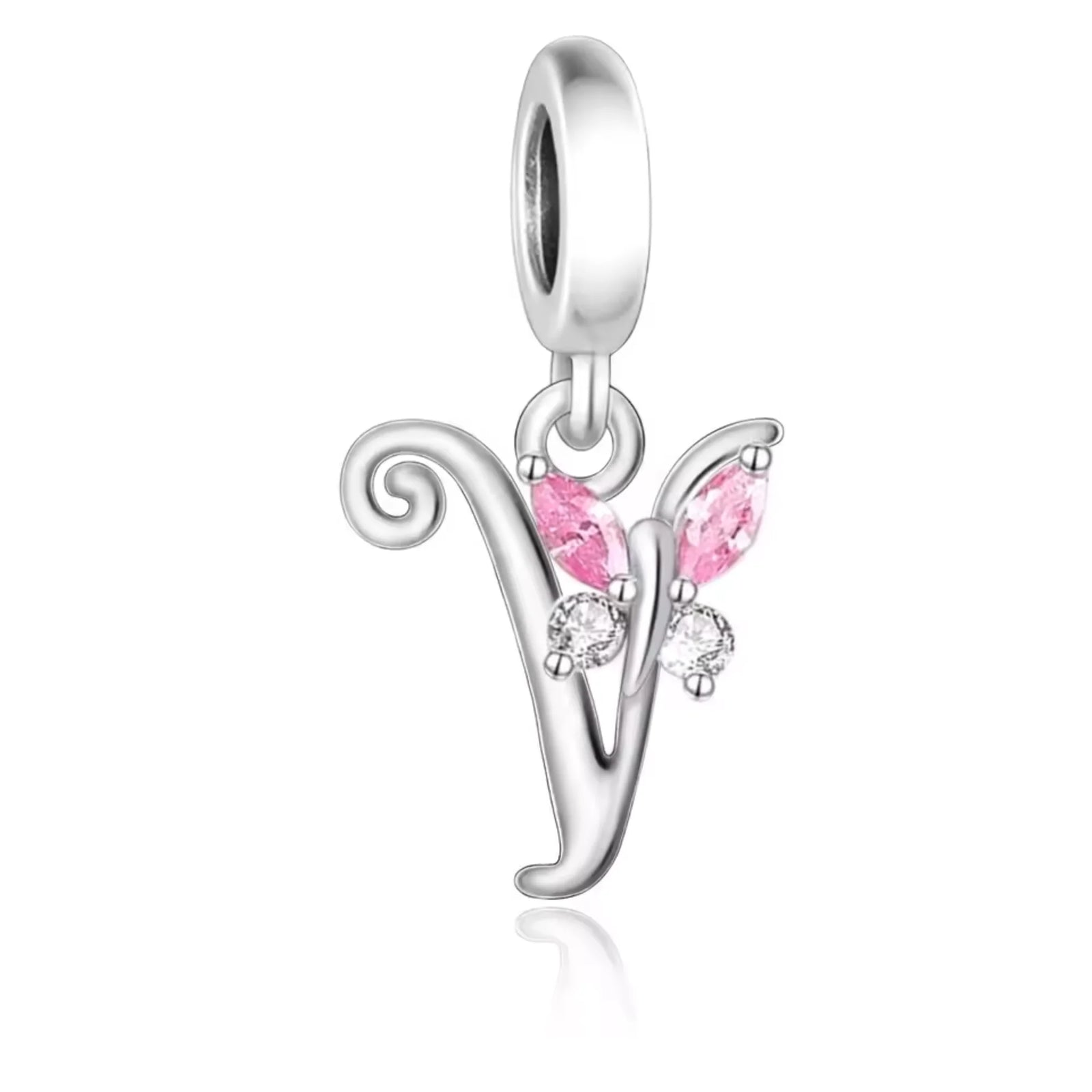 Pink Butterfly Alphabet A - Z Charms | CZ