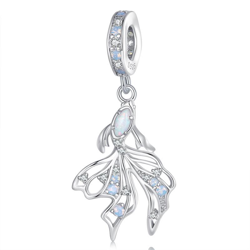 Opal Siamese Fighter Dangle Charm | CZ