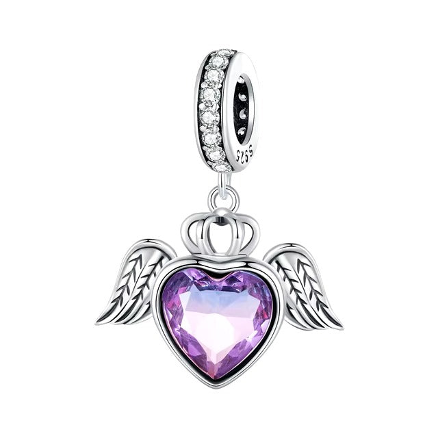 Winged Heart Dangle Charm | CZ