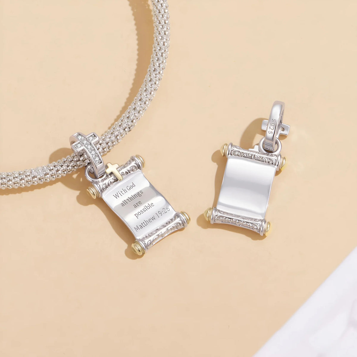 "With God All Things Are Possible" Scroll Dangle Charm | GP ZA