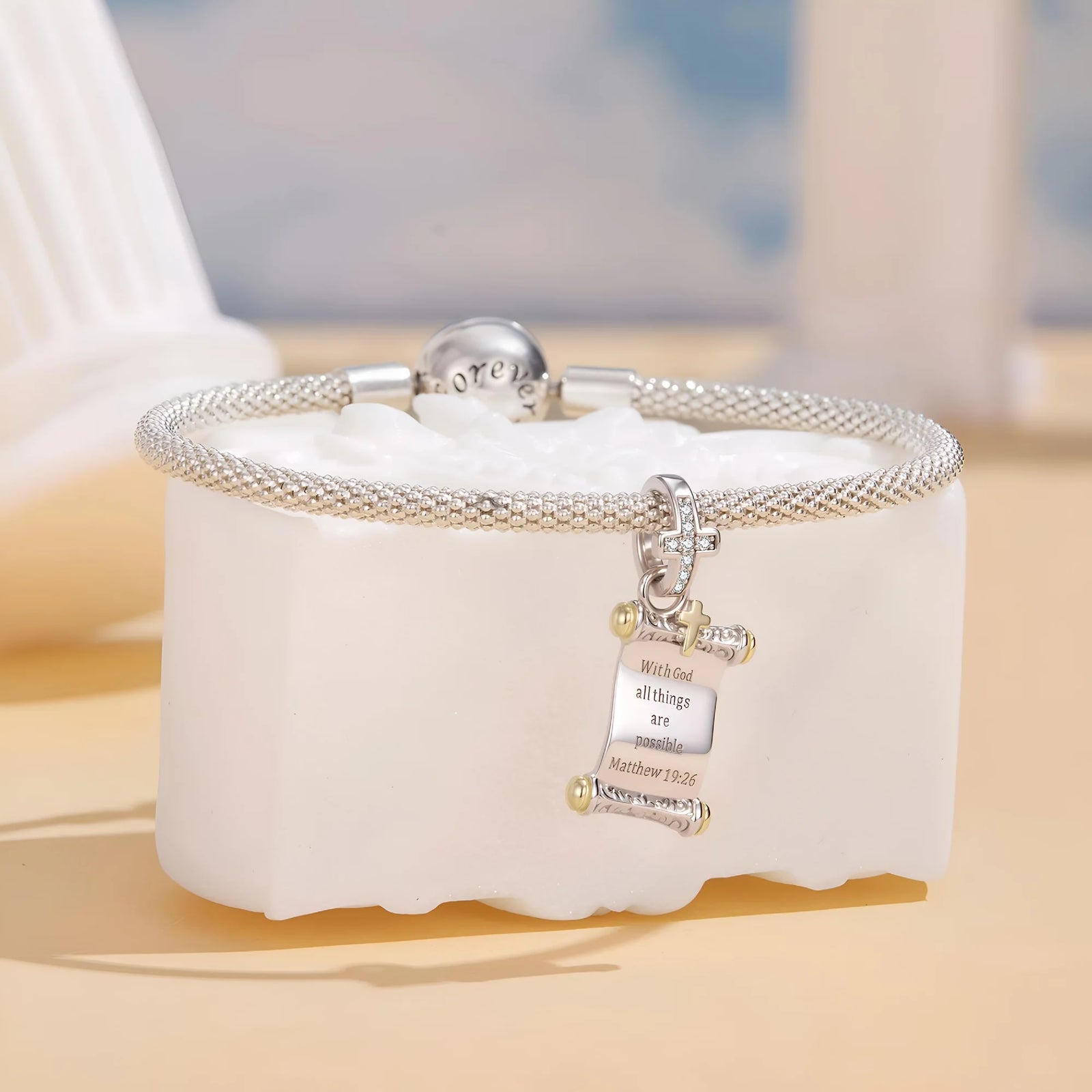 "With God All Things Are Possible" Scroll Dangle Charm | GP ZA