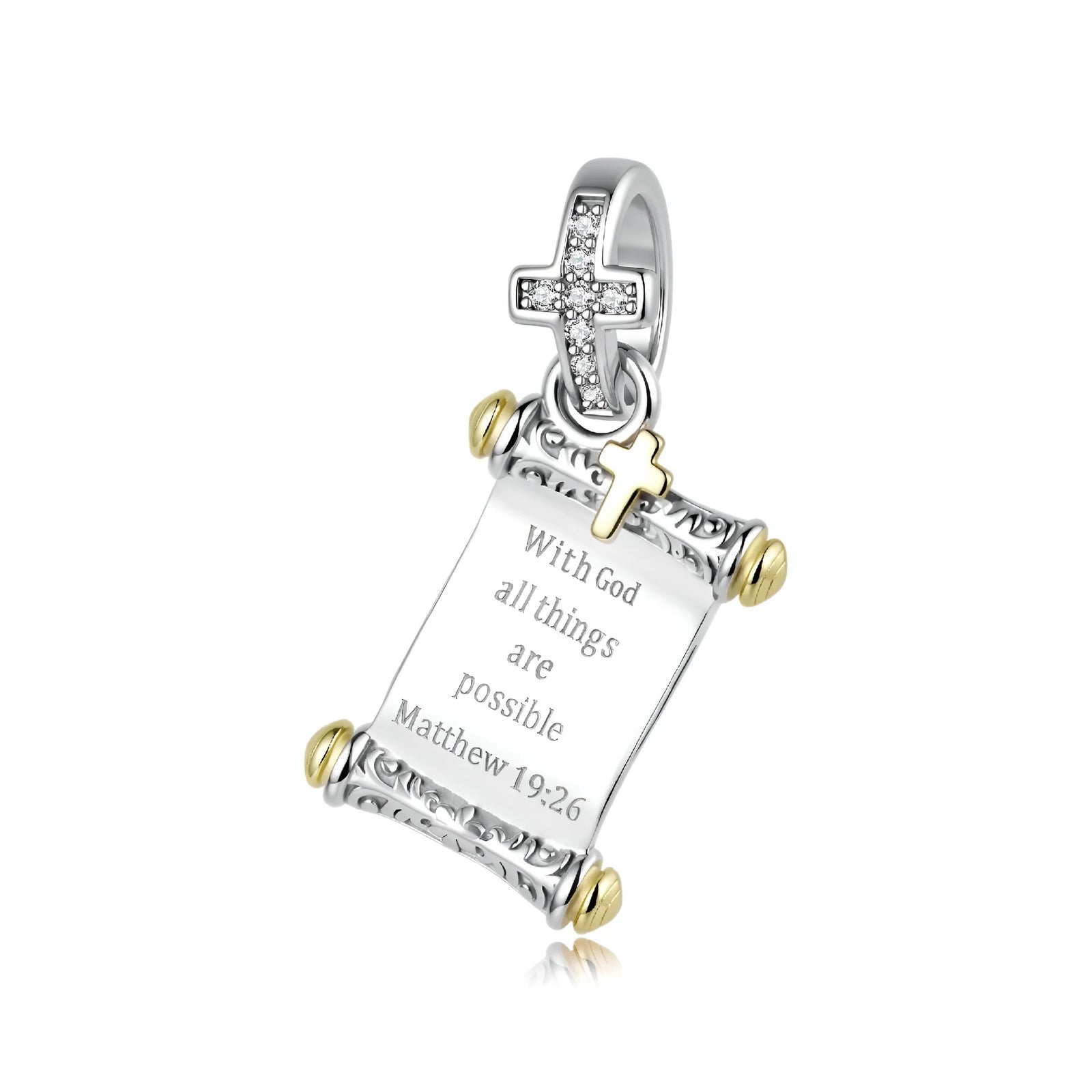"With God All Things Are Possible" Scroll Dangle Charm | GP ZA