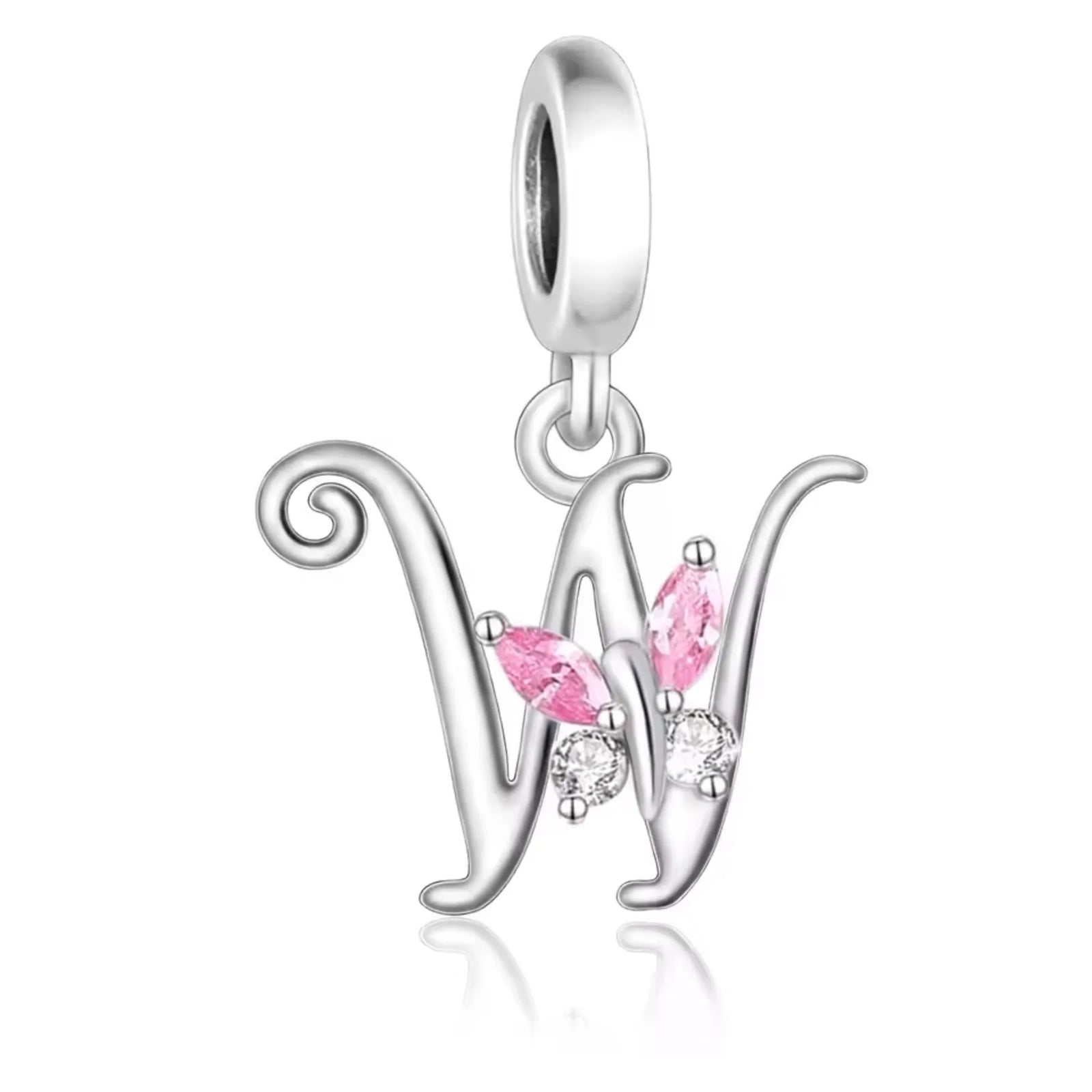Pink Butterfly Alphabet A - Z Charms | CZ
