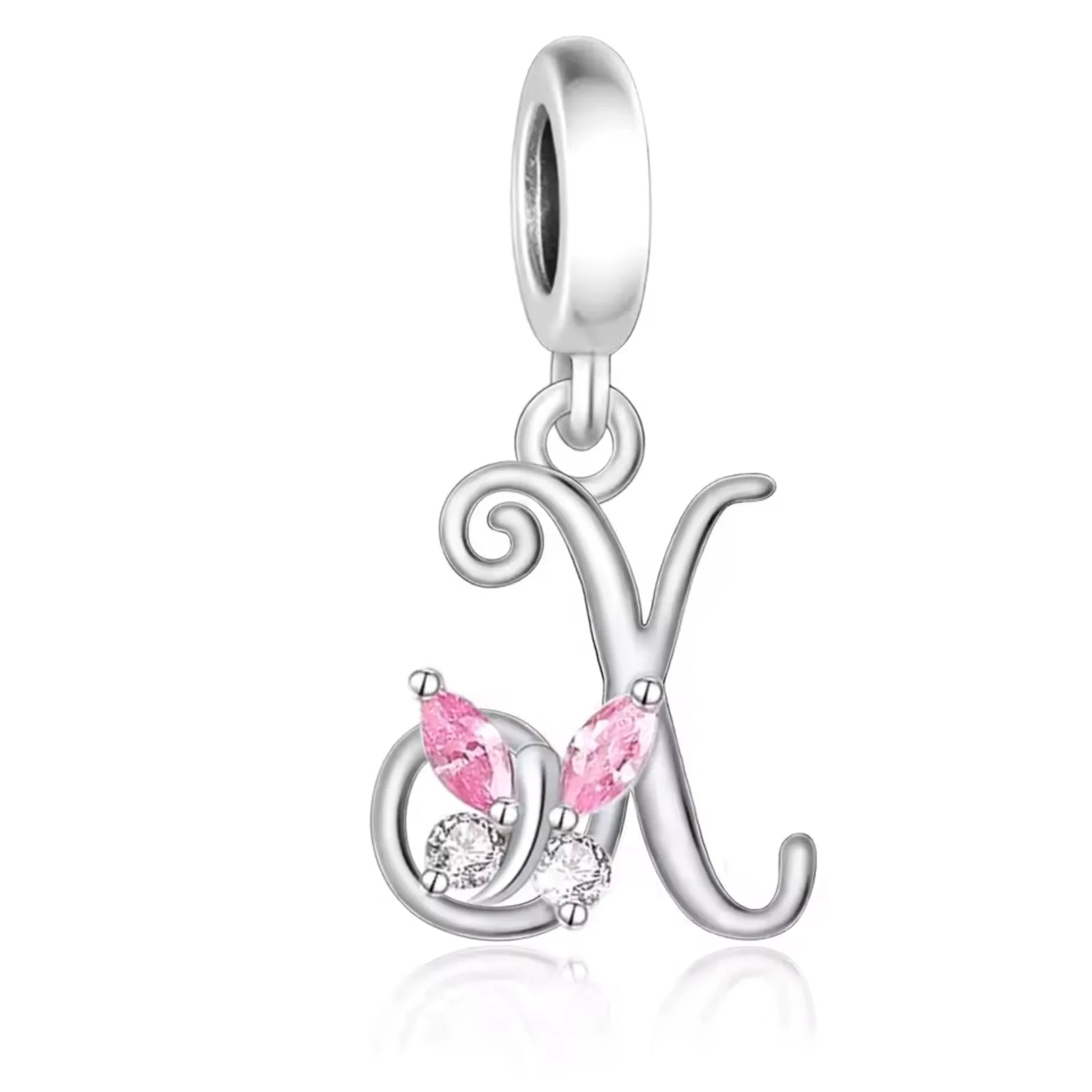 Pink Butterfly Alphabet A - Z Charms | CZ