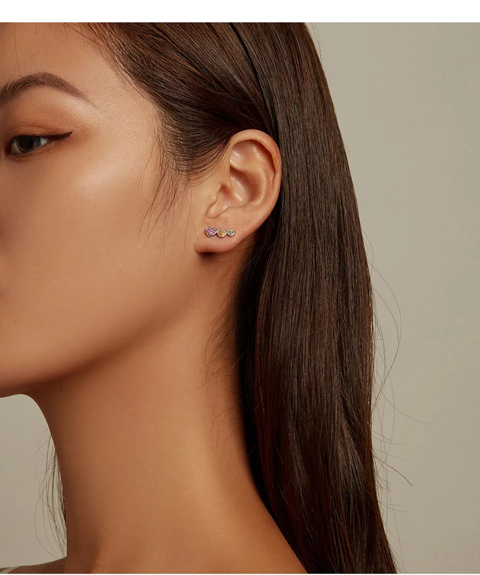 Triple Heart Stud Earrings | CZ