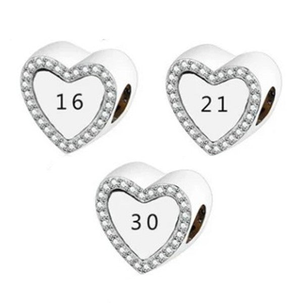 Birthday Heart Number Charm | CZ