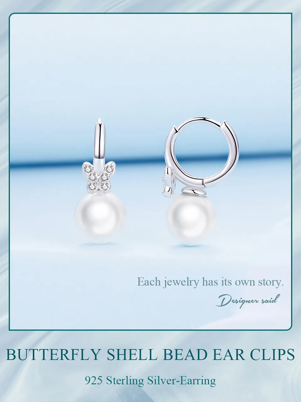 Butterfly & Pearl Hoop Earrings | CZ