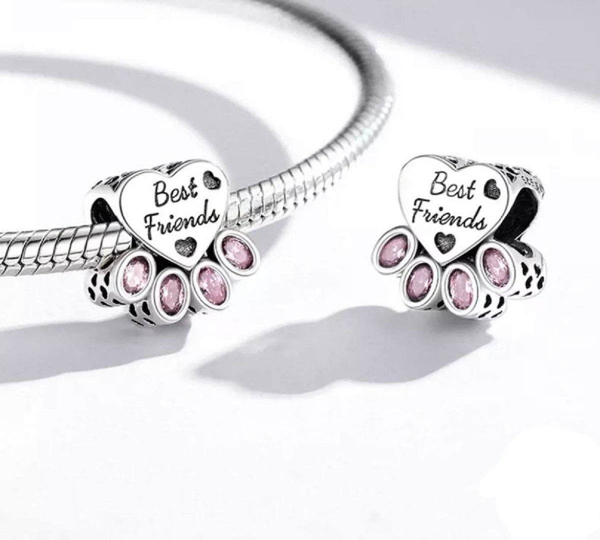 &quot;Best Friends&quot; Paw Charm | CZ