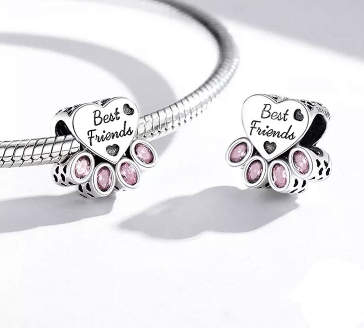 "Best Friends" Paw Charm | CZ