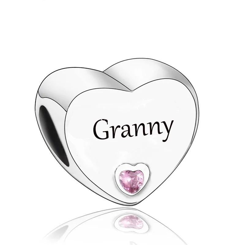 &quot;Granny&quot; Engraved Heart Charm | CZ