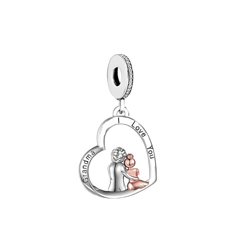 &quot;Grandma I Love You&quot; Heart Dangle Charm | RGP CZ