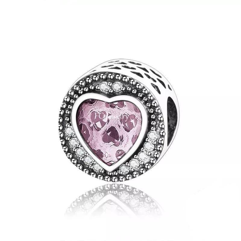 Vintage Pink Heart Charm | CZ