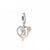 Sterling silver dangle charm with number 21, adorned with cubic zirconia, featuring a heart and rose design, fits major charm bracelets