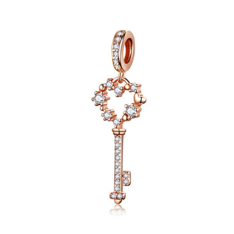 CharmSA 21st Birthday Key Charm | Fits Pandora Bracelets | Rose