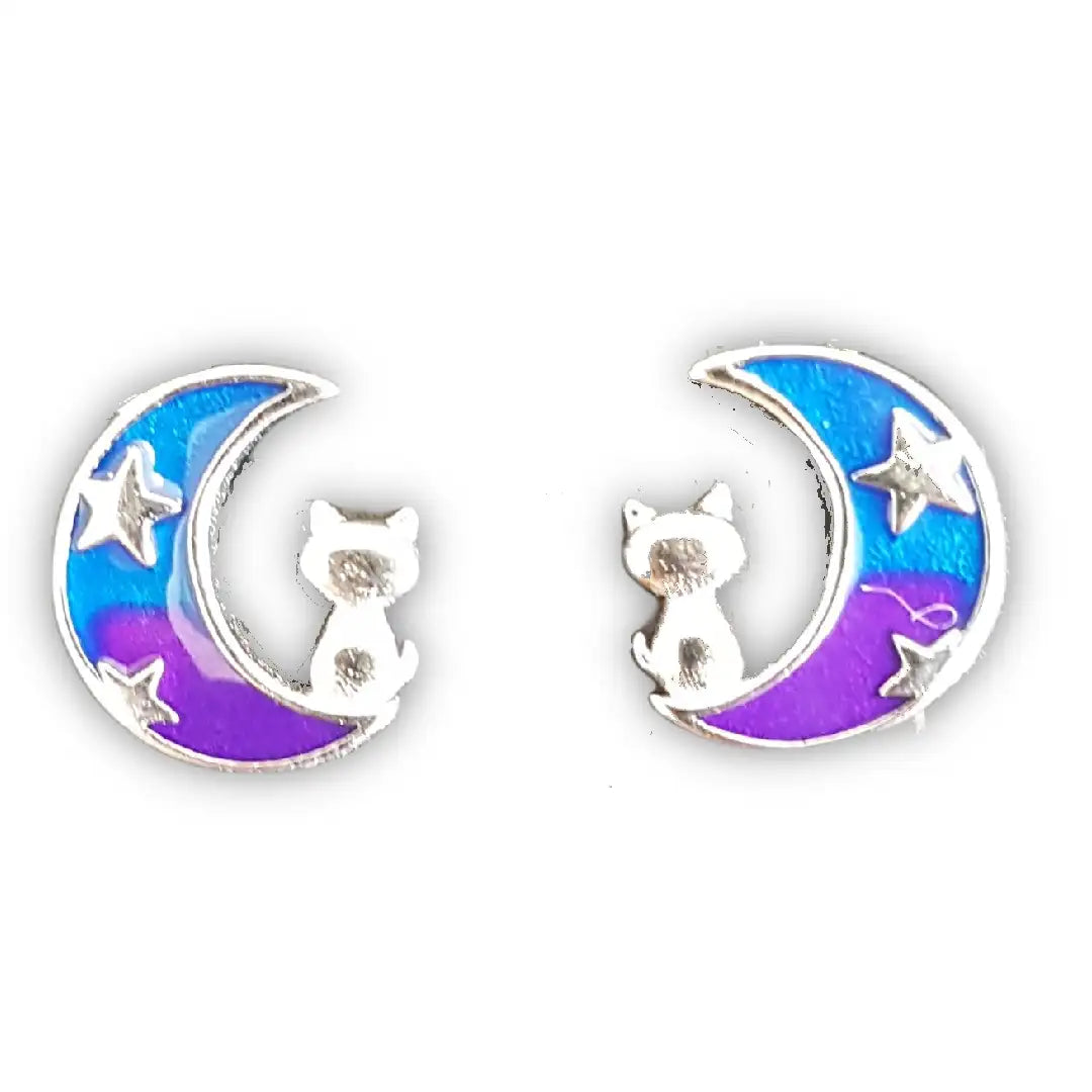 Cat &amp; Moon Earrings | EN