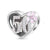 Sterling Silver 50th Birthday Charm with Cubic Zirconia and Pink Floral Design for Charm Bracelets