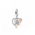 Sterling silver number 50 dangle charm with cubic zirconia and rose design for birthday bracelets.