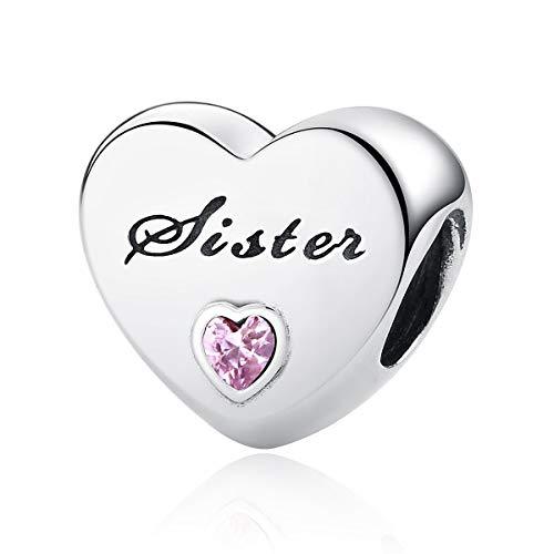 &quot;Sister&quot; Engraved Heart Charm | CZ