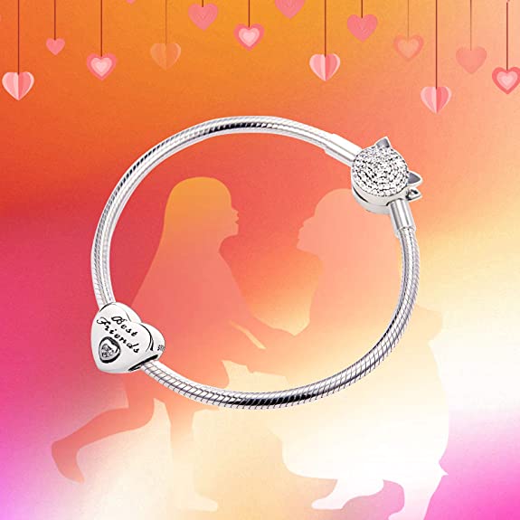 "Best Friends" Heart Charm | CZ