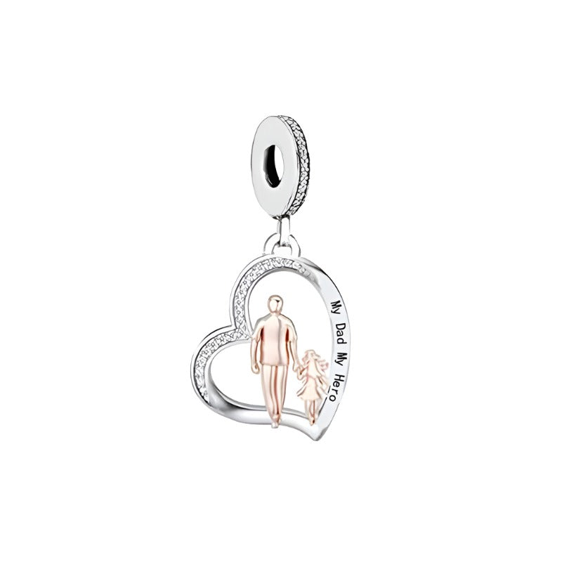 &quot;My Dad My Hero&quot; Heart Dangle Charm | RGP CZ