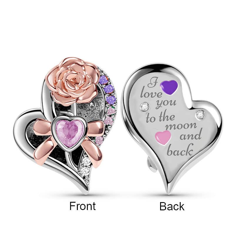 Two-Tone Rose &amp; Heart Charm | RGP CZ EN