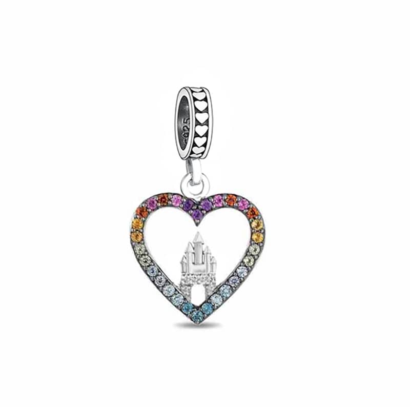 Rainbow Castle Heart Dangle Charm | CZ