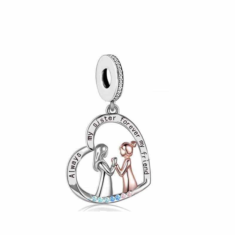 &quot;Always My Sister&quot; Heart Dangle Charm | RGP CZ