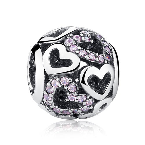 Hearts Round Charm | CZ