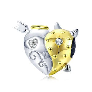 Pandora Compatible 925 sterling silver Angel and Devil Heart Charm From CharmSA Image 1