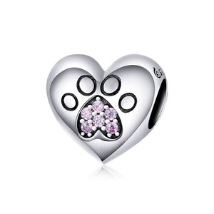 Pawprint Heart Charm | CZ