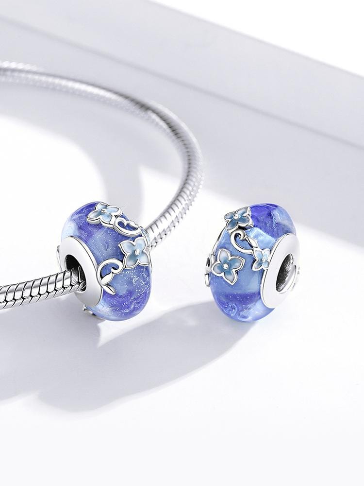 Hydrangea European Murano Glass Charm | EN