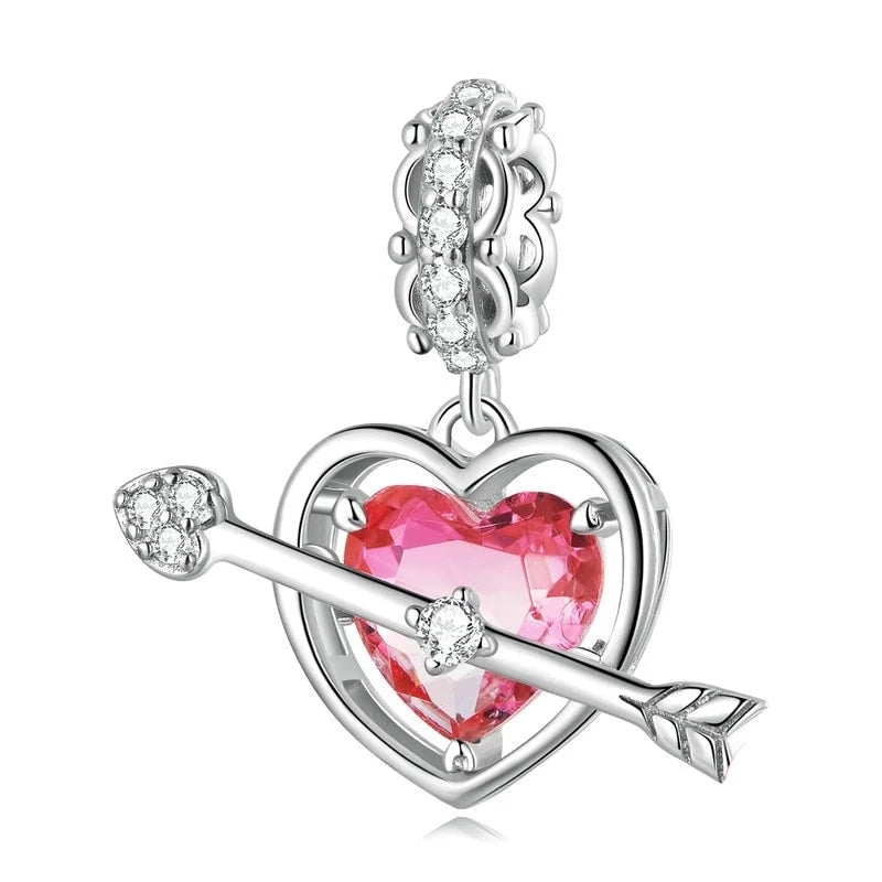 Heart &amp; Arrow Dangle Charm | CZ
