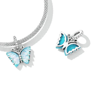 Light Blue Butterfly Dangle Charm | CZ