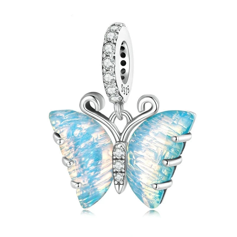 Light Blue Butterfly Dangle Charm | CZ