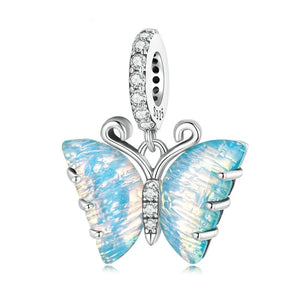 Light Blue Butterfly Dangle Charm | CZ