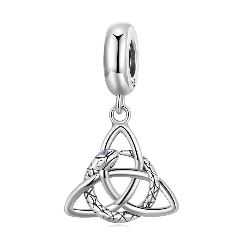 Celtic Knot & Snake Dangle Charm | CZ