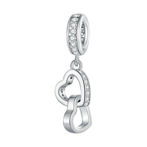 Interconnected Hearts Dangle Charm | CZ